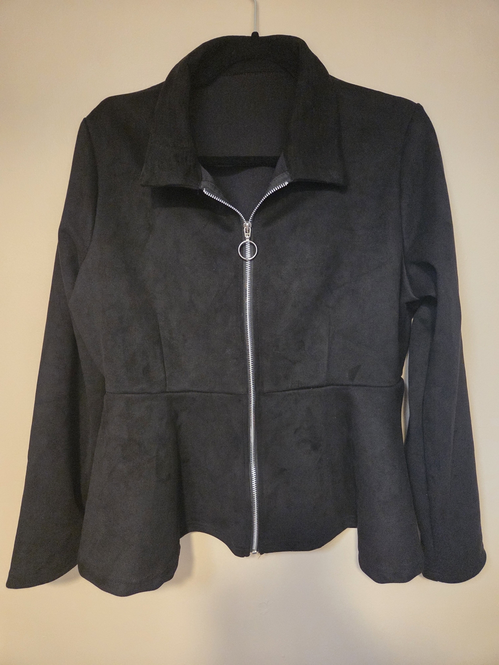 Women’s Black Peplum Zip Jacket